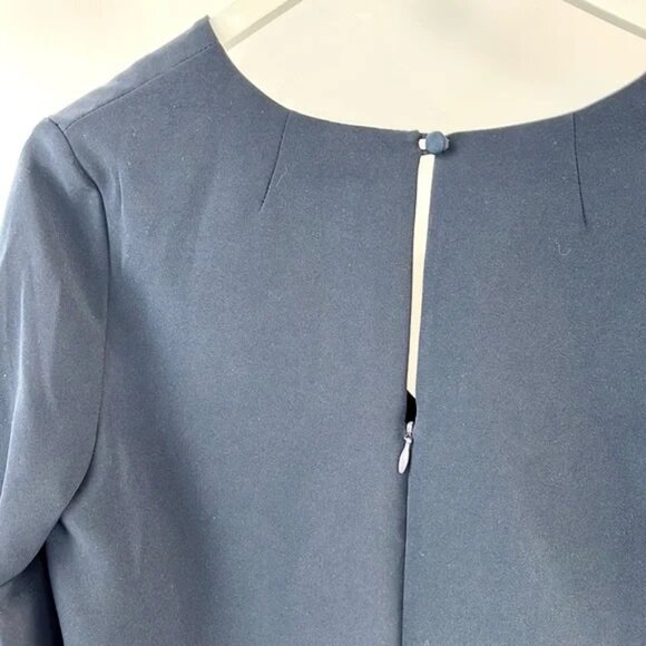 Milly Nicole Navy Italian Cady Bell Sleeve Shift Dress - Picture 6 of 10